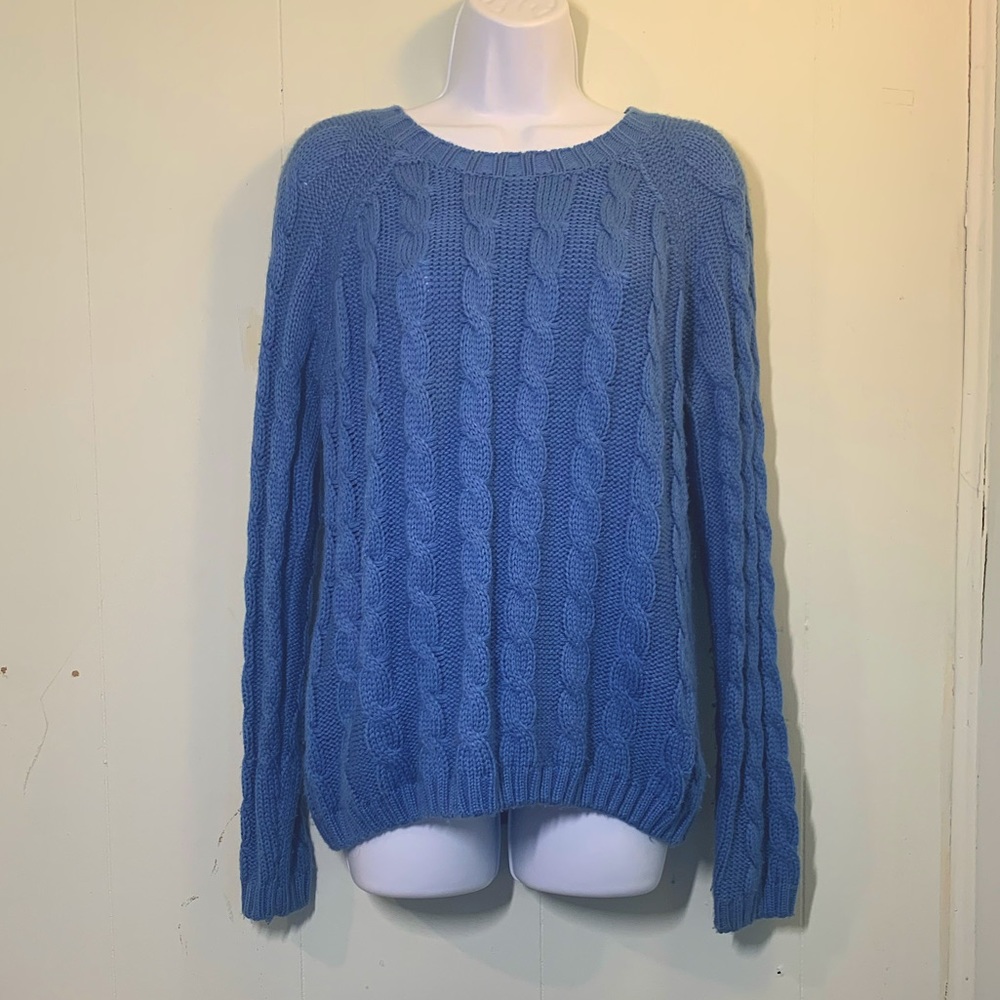 Forever 21 Blue Cross Knit Style Cozy Sweater Size M